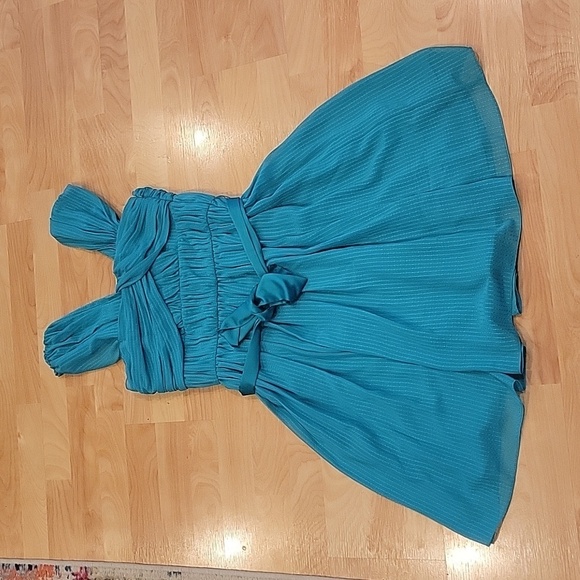 BCBG BCBGENERATION teal draped midi A line dress size 4 - Picture 4 of 7